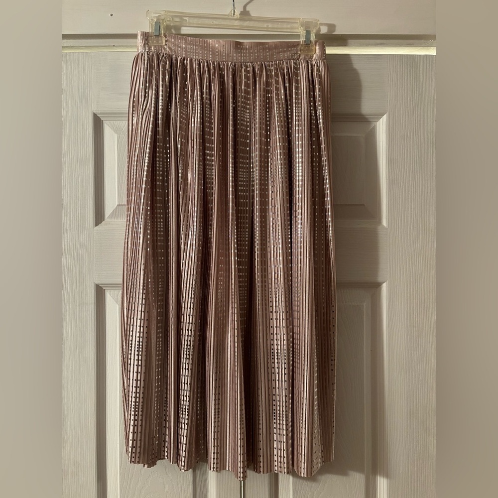 NWT Anthropologie Sabina Musayev Cassia Metallic Pleated Skirt
